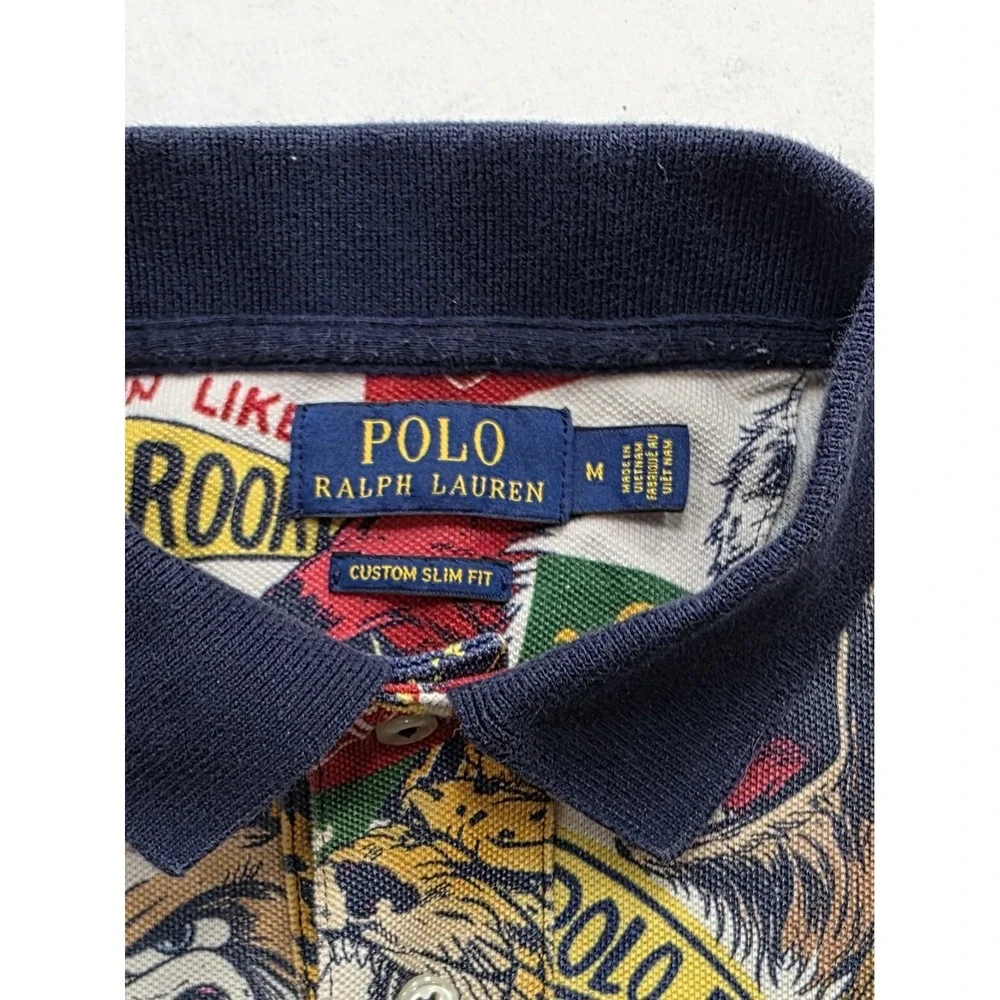 Polo Ralph Lauren Men's Collegiate Multicolor Banner & Mascot Polo Shirt. Size M - Picture 7 of 8